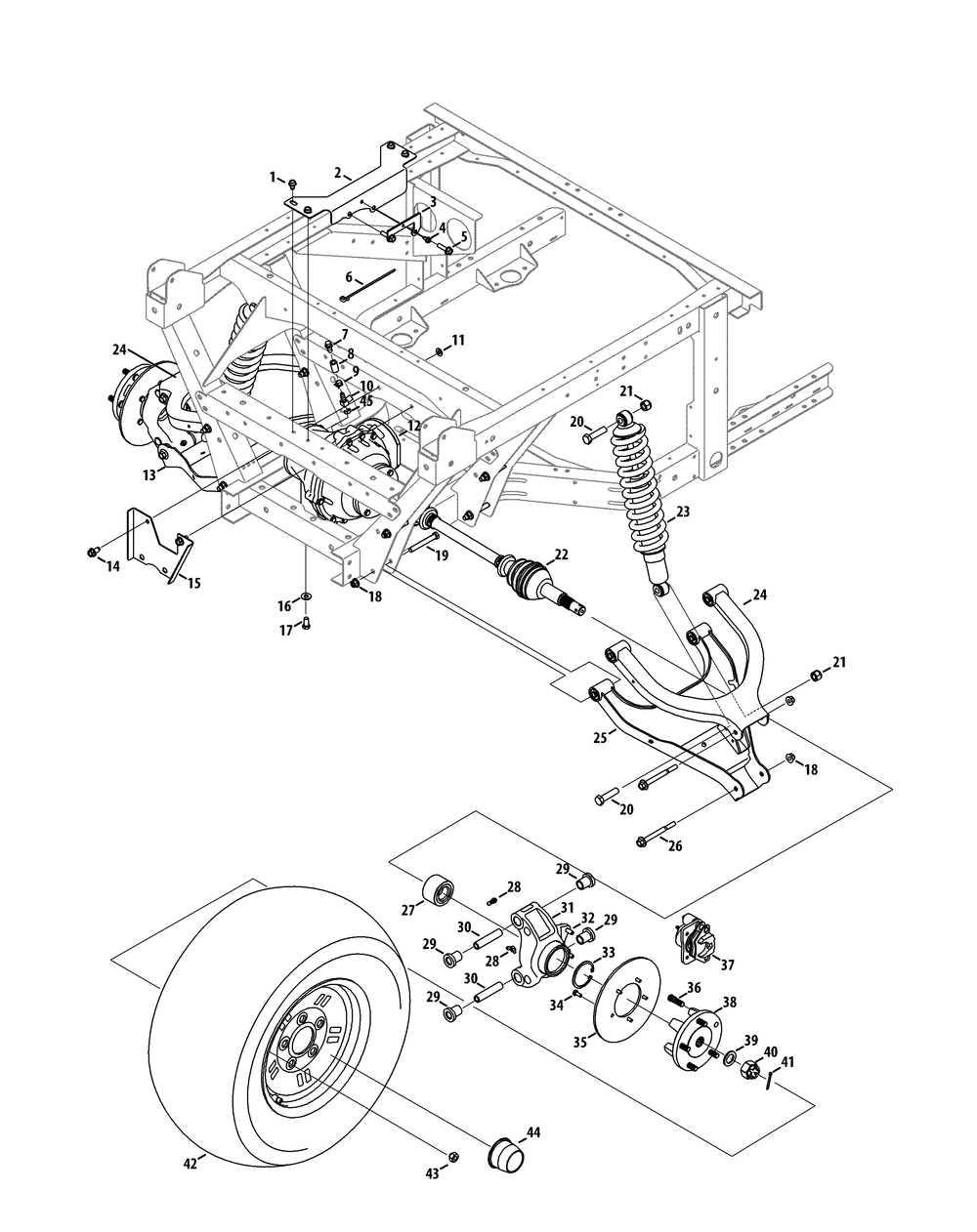 Rear Axle Diagram and Parts List for 465 4X4-EFI-1H030Z-1G192Z-37BMD710 Cub Cadet Lawn Tractor Accessories